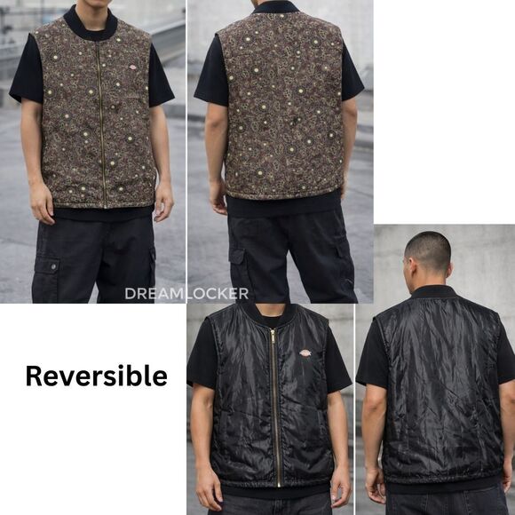 Dickies Other - Dickies Ellis Floral Paisley Reversible Full Zip Cotton Vest Mens Small NEW